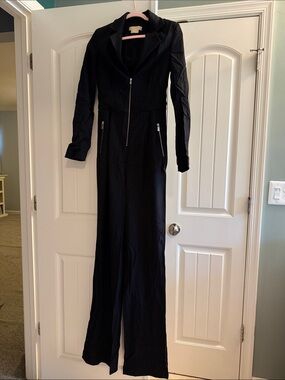 Michael Kors Black Long Sleeve Zip-Front Jumpsuit